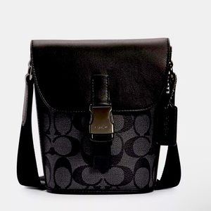 Coach Track Small Flap Crossbody In Signature Canvas (unisex)